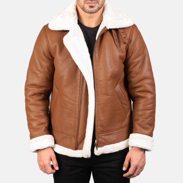 Mens Francis B-3 Brown Leather Bomber Jacket7788-5-1581313504701